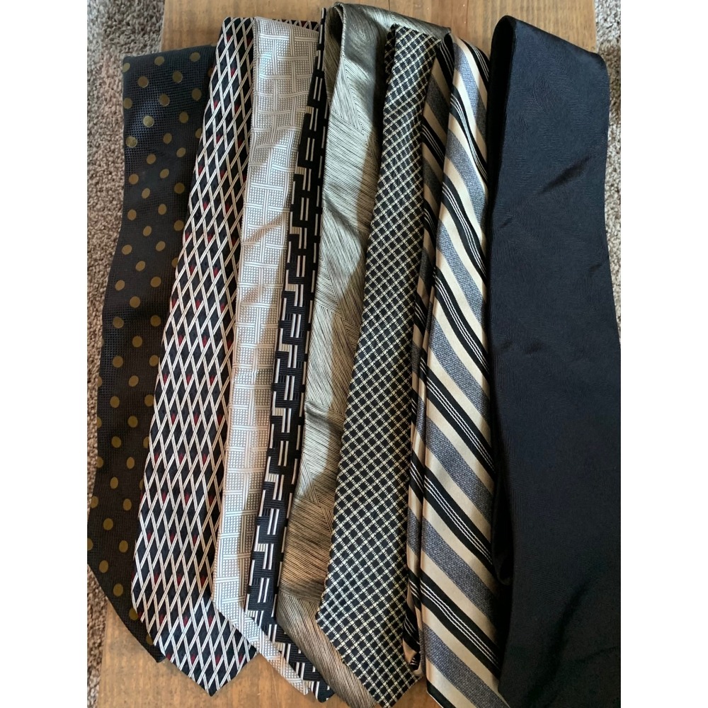 Lot of 8 Silk Ties Old Money Silk Vintage Retro Designer Monotone Luxury